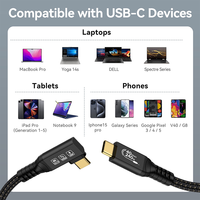 Câble USB 4.0 Type C 40 Gbps Synchronisation des données 8K/5K 60Hz 240W Charge rapide 90 degrés Câble USB C Thunderbolt Compatible avec MacBook