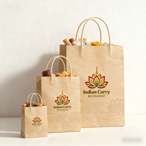 שקיות נייר חום קראפט ידידותיות לסביבה, מתכלות, עמידות ויוקרתיות עם הדפס לוגו בהתאמה אישית של Ruihang, לסופרמרקט וטייק אווי. - Product Image 2