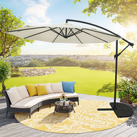 New Cream 10 pi. Parapluie en porte-à-faux extérieur imperméable à l'eau Garden Banana avec pare-soleil sous-marin