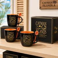 Mug en céramique souvenir touristique style Îles Cayman (Royaume-Uni) avec cuillère, personnalisable, OEM, ODM, vente en gros