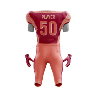 Men <b>Maroon</b> Peach Sublimated American Football Uniform Jersey Pants Set Custom Team Number Practice Game Wear - Product Image 2