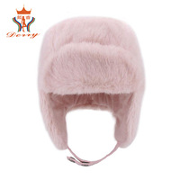 Dairui Pink Faux Fur Ushanka Lei Feng sombrero invierno trampero sombrero orejeras para niñas niños aviador esquí ciclismo al aire libre niños
