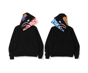 <span class=keywords><strong>Felpa</strong></span> <span class=keywords><strong>con</strong></span> <span class=keywords><strong>cappuccio</strong></span> da <span class=keywords><strong>uomo</strong></span> Shark Double-Hood Spliced Luminous, 100% cotone, vintage, casual, ampia, <span class=keywords><strong>con</strong></span> <span class=keywords><strong>zip</strong></span> intera, grafica alla moda, trendy - Product Image 1