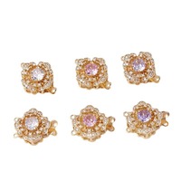 Hertiny Fermoir rond floral en zircon plaqué or 14 carats avec perle |   Connecteurs pour bracelets et colliers DIY, fournitures pour la fabrication de bijoux