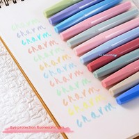 Surligneurs fluorescents 4 couleurs pour la protection des yeux, stylo marqueur à tête inclinée, pour étudiants, lot multicolore en boîte