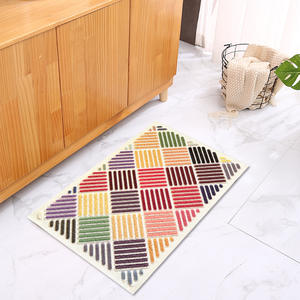 Tapis de salle de bain géométrique coloré rectangulaire antidérapant en PVC pour l'entrée de la maison et la salle de bain - Product Image 1