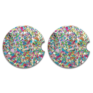 Shiny <strong>Silver</strong> Sparkling Glitter Car <strong>Coasters</strong> Round Acrylic <strong>Coasters</strong> for Drinks (2.87 Inches) - Product Image 4