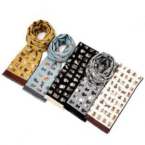 Écharpes tricotées à motifs mignons, longues, isolantes thermiquement, pour femmes, chaudes pour l'hiver, gris, bleu, jaune, noir, kaki - Product Image 5