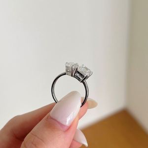 Bague de Fiançailles et de Promesse Dylam au Design Classique en Argent Sterling 925 avec Double D et Pierres Moissanite VVS1 pour Femme - Product Image 4