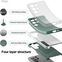 Étui SHT vert nuit en silicone imitation cuir antichoc compatible S25 Ultra, protection intégrale fine pour téléphone 6,8 pouces
