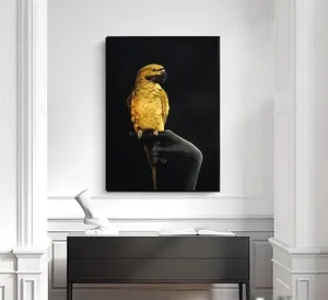 ภาพวาดกราฟฟิตี้นกแก้วหลากสีสันสวยงามบนผ้าใบสำหรับตกแต่งผนังห้องนั่งเล่นสไตล์อาร์ตเดโค - Product Image 4