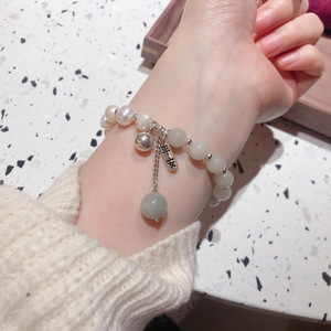 S925 Sterling <b>Silver</b> Pearl Jade Bracelet For Women Ball Design Everyday Wear Fine <b>Beaded</b> Jewelry - Product Image 4