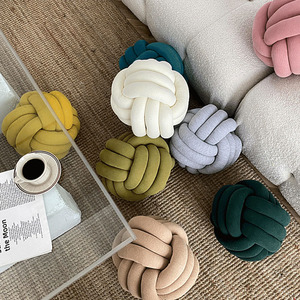 Cojín de bola anudada de cuerda de tres hebras de Color sólido, cojín de sofá de hilo tejido a mano, cojín de ventana tejido a mano - Product Image 6