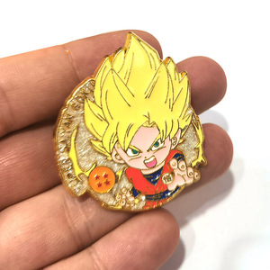 Venta al por mayor de populares insignias de metal con estampado UV de <span class=keywords><strong>Goku</strong></span> de Dragon Ball Z, de aleación de zinc, estilo antiguo, para regalos y souvenirs de anime. - Product Image 3