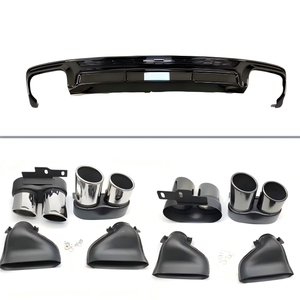 Nouveau 19-25 <span class=keywords><strong>Audi</strong></span> C8 A6 Modifié S6 Kit de Rétrofit/Amélioration Adaptation Universelle Lame Arrière Quatre Sorties d'Échappement à Visser Pare-chocs Noir - Product Image 6