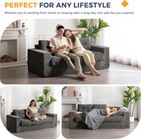 MAXYOYO Sofá Seccional Modular de 3 Plazas, Diseño Moderno, Tapizado en Tela Tufted sin Brazos, Respaldo Suelto de Esponja, Color Oscuro