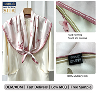 Châle en Soie de Mûrier 100% Sergé Personnalisé Haut de Gamme, Ourlet Roulotté à la Main, Impression Double Face, Faible MOQ, OEM ODM, Motif Papillon Délicat