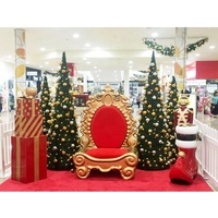 Chaise Trône du Père Noël en Fibre de Verre Grande Chaise du Père Noël pour l'Extérieur Décoration de Noël Imperméable Aire de Jeu Festive Célébration