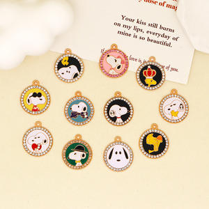 Материалы для рукоделия: подвеска-брелок из цинкового сплава с эффектом капель масла, в виде мультяшной белой собаки, для изготовления украшений своими руками - Product Image 3