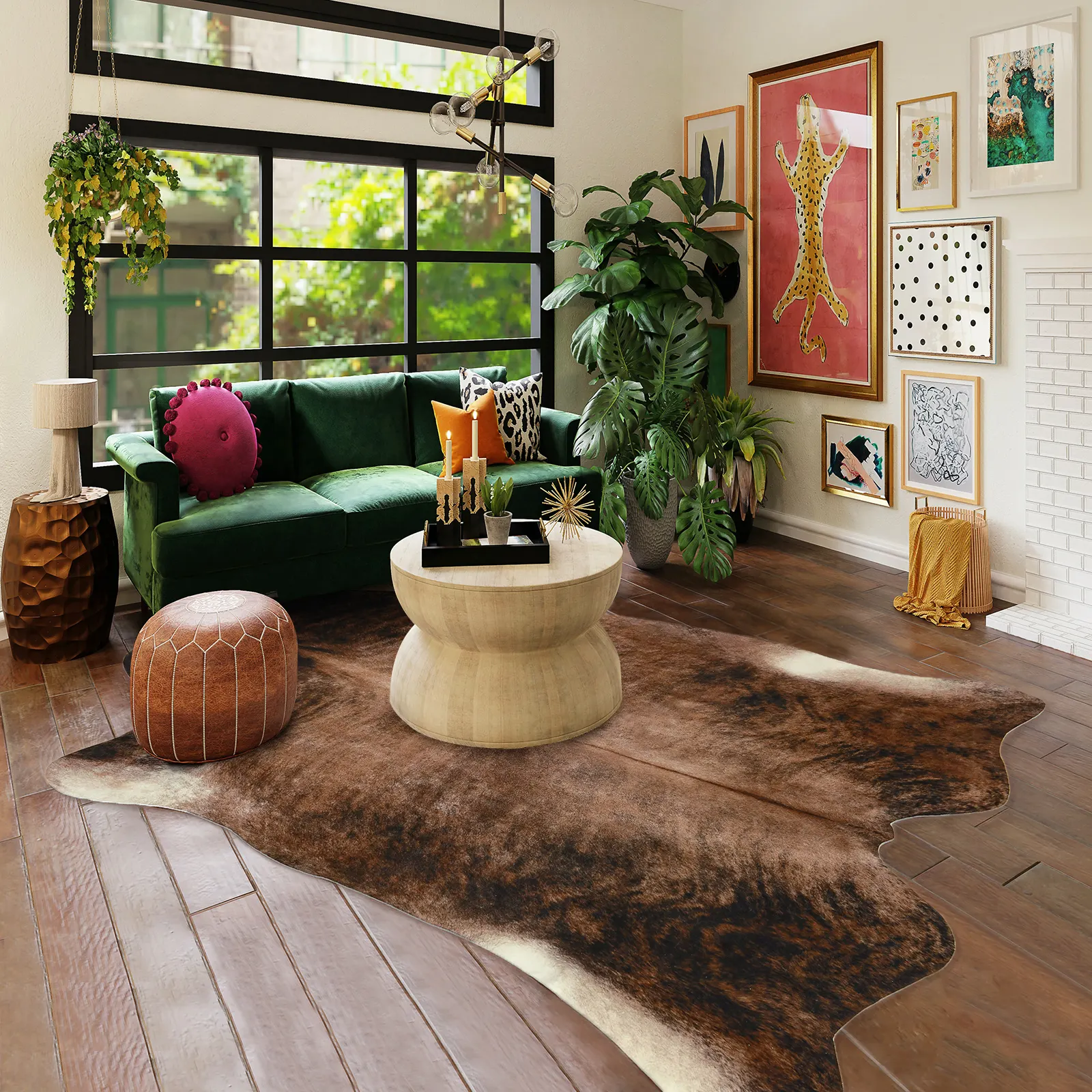 Nature color Faux Fur Rug Animal Skin Cow Hide Rug Cow 3d Printed Carpet for Living Room Bedroom Dorm Office