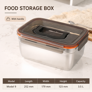 304 Stainless Steel Food Containers Rectangular Airtight Stackable Portable With Handles Dishwasher Safe Freezer Safe - Product Image 2