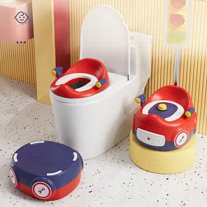 Pabrik Penjualan Langsung Toilet Anak-anak Desain Mobil Kartun Berkualitas Tinggi 3 In 1 Dudukan Kaki Anti-selip Multifungsi Toilet Balita