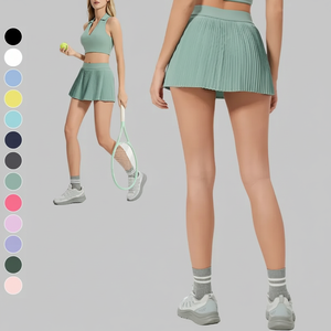 Jupe de fitness de haute qualité 2 en 1 jupes en tissu cool plissé de sport Mini jupe de tennis de golf avec short de yoga de poche pour les femmes - Product Image 1