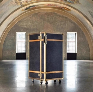 Italian Retro <b>Vintage</b> Rolling Luggage Design Premium Home Display & Storage for Luxury Villa High-end Designer Wine <b>Cabinet</b> Q - Product Image 4