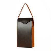 Boîte à vin en cuir PU personnalisée, sac de transport de luxe pour une ou deux bouteilles de champagne, housse de protection, sac cadeau avec velcro