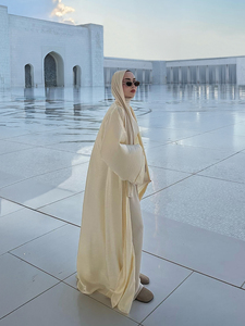 Conjunto de Abaya Holgada y Transpirable de Manga Larga para Mujer, Color Sólido, Túnica Modesta para Reuniones Casuales en Primavera, Verano y Otoño - Product Image 2