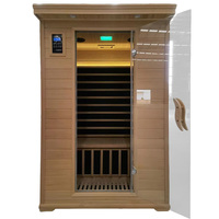 Sauna Finlandesa Moderna de Madera Maciza de Hemlock para 2 Personas, con Calefacción Eléctrica, Panel de Control Computarizado y Ventanas de Techo