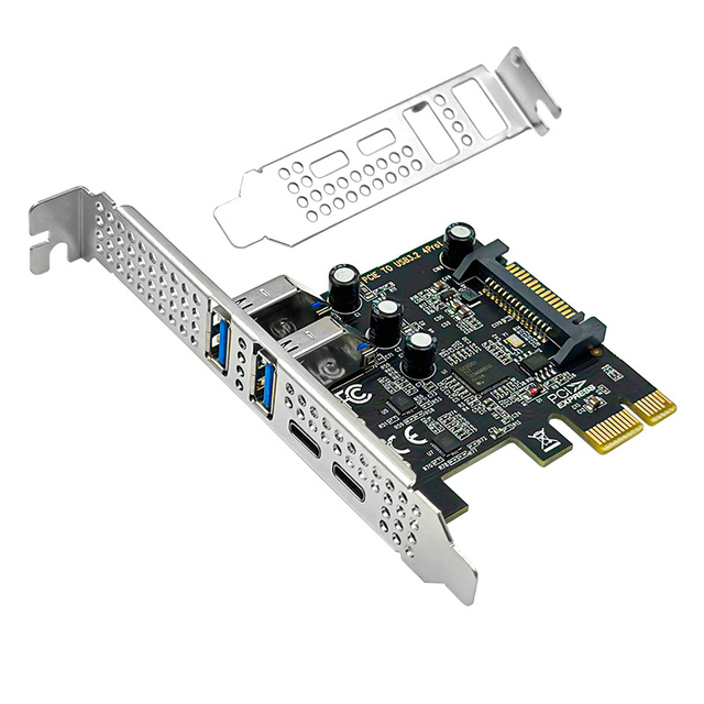 PCI Express USB3.0 Type C 4 Port Adapter Hub SATA Power Interface D720201 Chipset USB C Expansion Card for Desktop Computer