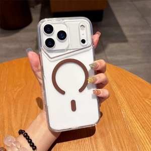 เคสโทรศัพท์มือถือแบบใสแม่เหล็กแฟชั่น สำหรับ iPhone 17 11 12 13 Pro Max 16 Plus 17 Air พร้อมปุ่มโลหะ ป้องกันด้านหลัง - Product Image 3