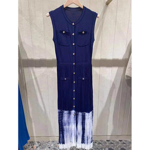 Vestido de Verano GX0089 de Lujo, Diseño Tie-Dye Sexy, Cuello Redondo, Sin Mangas, Ajustado, Cierre de Un Botón, Vestido de Noche Tejido para Fiesta - Product Image 2