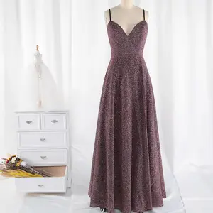 패션 사용자 정의 녹 v 넥 브론징 플래시 스파게티 스트랩 드레스 이브닝 드레스 여성 맥시 공식 현대