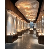 Vitrine de présentation de bijoux et d'artefacts en bois naturel, style musée, solution complète pour l'aménagement de magasins d'usine et les espaces culturels