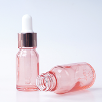 Flacons en verre transparent rose pour sérum, huile corporelle, cosmétiques, avec compte-gouttes rose doré, vides, 5, 10, 15, 20, 30, 50, 100 ml