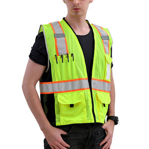 เสื้อกั๊กนิรภัย <span class=keywords><strong>ANSI</strong></span> Class 2 แบบตาข่าย พร้อมกระเป๋าโพลีเอสเตอร์แข็งด้านนอกเจ็ดช่อง กระเป๋า PVC หนึ่งช่องด้านนอกหน้าอก ปิดด้วยซิป - Product Image 2