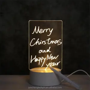 개인화 된 LED 램프 빈 아크릴 메시지 노트 보드 지울 수있는 USB 어린이 드로잉 보드 크리스마스 선물을위한 침실 야간 조명