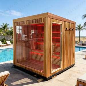 ห้องซาวน่าในร่มสำหรับ 2 <span class=keywords><strong>ค</strong></span>น รุ่นปี 2026 ทำจากไม้เฮมล็อก พร้อมระบบอินฟราเรดไกล และระบบระบายน้ำแบบซ่อน ประตูกระจกนิรภัย - Product Image 2