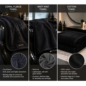 Toalla de Salón Negra Personalizada de Fábrica, Súper Absorbente y de Secado Rápido <span class=keywords><strong>para</strong></span> Peluquería, con Logotipo Bordado Personalizado - Product Image 3