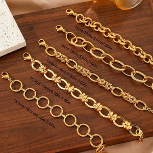 Pulsera de Cadena de Eslabones Chapada en Oro de 18K con PVD de Acero Inoxidable para Mujer, Varios Diseños |   A la moda, impermeable e hipoalergénico - Product Image 4