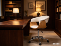 Chaise de bureau pivotante ergonomique moderne, réglable en hauteur, en cuir PU, avec dossier en bois et roulettes