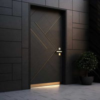 Porte d'entrée extérieure en acier moderne de luxe à double battant en aluminium pour villa