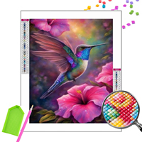 Kit de Peinture Diamant DIY pour Adultes, Vente en Gros, 5D, Perles Complètes, Oiseaux Tropicaux Rêveurs aux Ailes Colorées, Décoration Maison