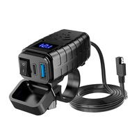 Pengisi Daya Ponsel USB untuk Sepeda Motor, Pengisi Daya Ponsel Sepeda Motor Dual Port QC+PD 3.0 dengan Voltmeter, Sakelar ON/OFF & Sekring