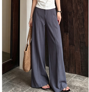 <span class=keywords><strong>Pantaloni</strong></span> da Completo da <span class=keywords><strong>Donna</strong></span> Bianchi in <span class=keywords><strong>Lino</strong></span> Estivi a Vita Alta, Gamba Larga, Vestibilità Ampia e Rilassata, Drappeggiati, Gamba Dritta, con Chiusura a Cerniera - Product Image 3