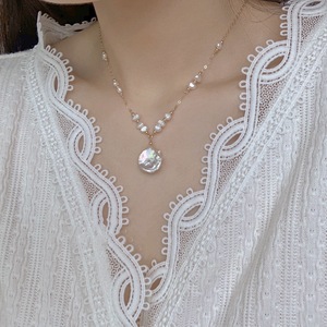 Elegant Vintage ไข่มุกน้ําจืดธรรมชาติ Baroque จี้สร้อยคอเครื่องประดับงานแต่งงาน - Product Image 2