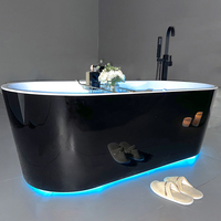 Baignoire autoportante moderne en acrylique blanc PFR H5225LED-1 avec fonction de remous, siège, éclairage LED, bulles d'air, fonctions de trempage, directement de l'usine