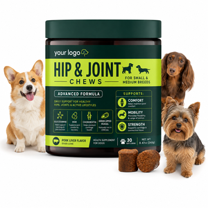 Produit phare : Friandises à mâcher pour animaux de compagnie pour le soutien du cartilage, la mobilité, le confort et le soulagement de la raideur, à la glucosamine et au MSM, saveur foie de porc, pour les articulations des hanches des animaux. - Product Image 1